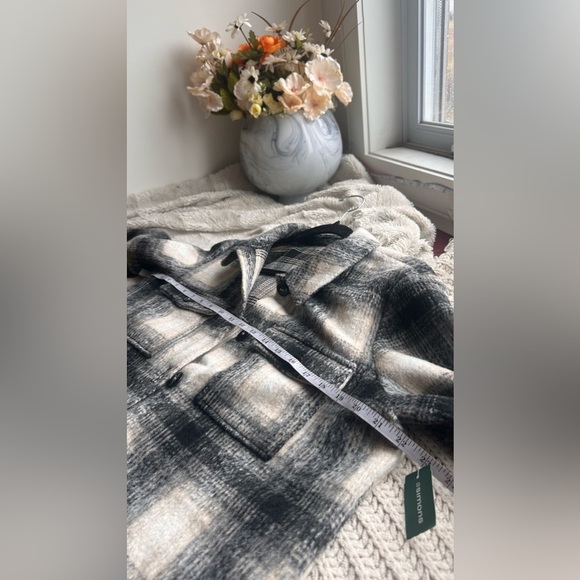 ONLY Check brushed cropped overshirt Nwt - Picture 6 of 9